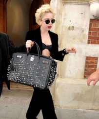 Lady Gaga and Leather Tote